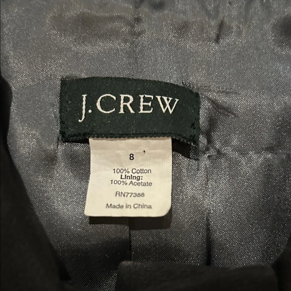 J. Crew Black Cotton Tie Ruffled Waist‎ Button Front Coat
